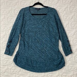 Lily Morgan 3/4 Sleeve Tunic with Textured Knit Size Large